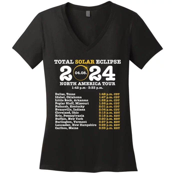 2024 Total Solar Eclipse April 8 Path Of The Eclipse Women's V-Neck T-Shirt