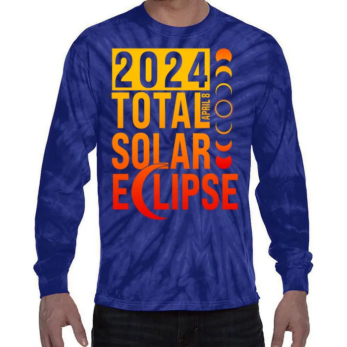 2024 Total Solar Eclipse April 8 Tie-Dye Long Sleeve Shirt