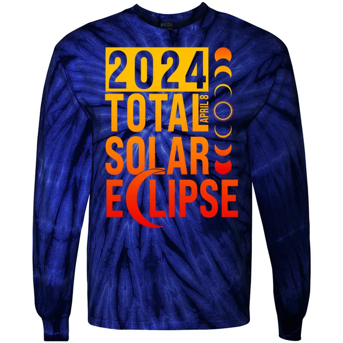 2024 Total Solar Eclipse April 8 Tie-Dye Long Sleeve Shirt