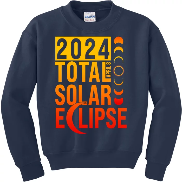 2024 Total Solar Eclipse April 8 Kids Sweatshirt