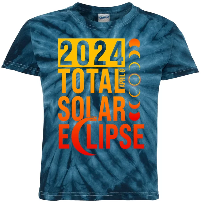 2024 Total Solar Eclipse April 8 Kids Tie-Dye T-Shirt