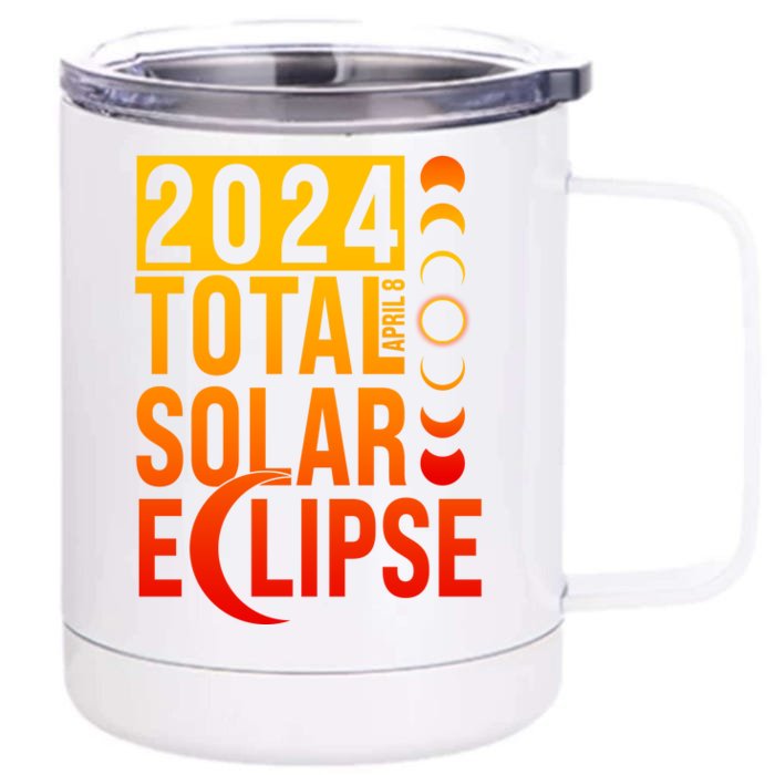 2024 Total Solar Eclipse April 8 Front & Back 12oz Stainless Steel Tumbler Cup