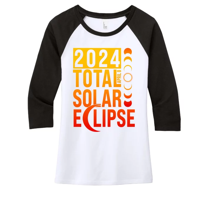 2024 Total Solar Eclipse April 8 Women's Tri-Blend 3/4-Sleeve Raglan Shirt