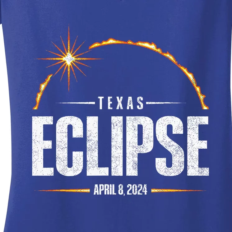 2024 Total Solar Eclipse Texas Total Eclipse 2024 Women's V-Neck T-Shirt