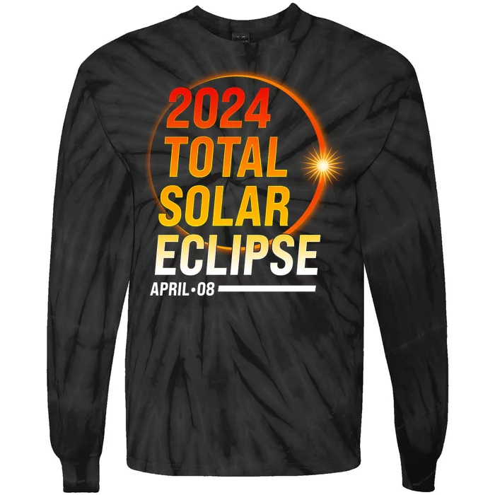 2024 Total Solar Eclipse April 08 2024 Tie-Dye Long Sleeve Shirt