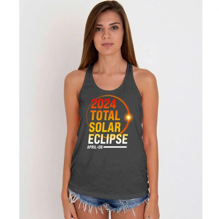 2024 Total Solar Eclipse April 08 2024 Women's Knotted Racerback Tank