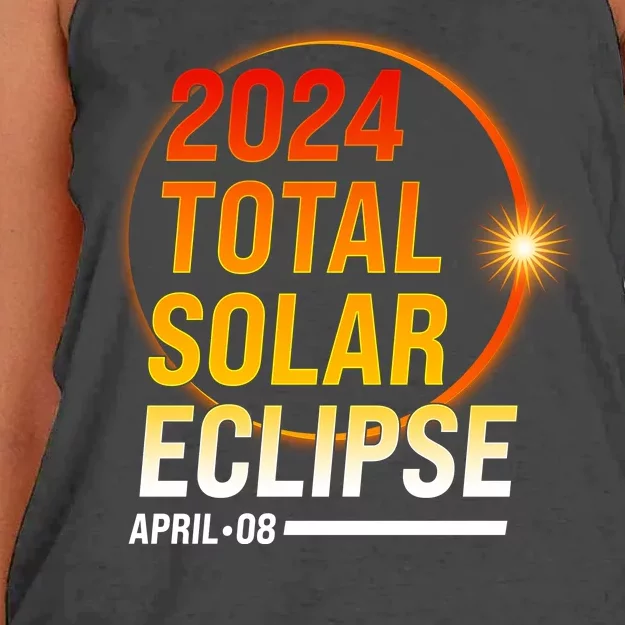 2024 Total Solar Eclipse April 08 2024 Women's Knotted Racerback Tank