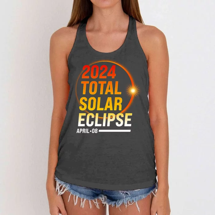 2024 Total Solar Eclipse April 08 2024 Women's Knotted Racerback Tank