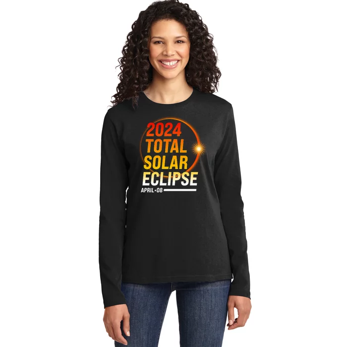 2024 Total Solar Eclipse April 08 2024 Ladies Long Sleeve Shirt