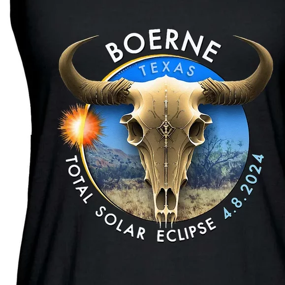 2024 Total Solar Eclipse Totality Boerne Texas 29 Ladies Essential Flowy Tank