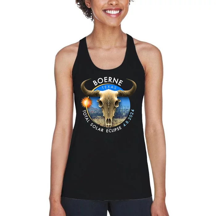 2024 Total Solar Eclipse Totality Boerne Texas 29 Women's Racerback Tank