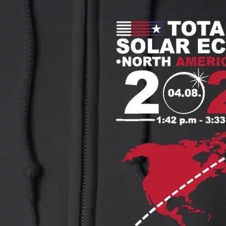 2024 Total Solar Eclipse April 8 Path Of The Eclipse Full Zip Hoodie