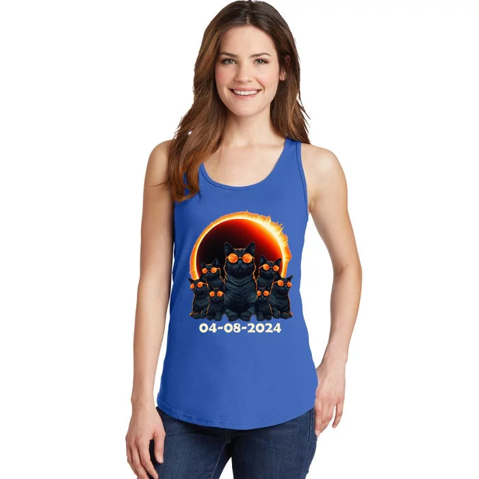 2024 Total Solar Eclipse Cat Matching Family or Friends Ladies Essential Tank