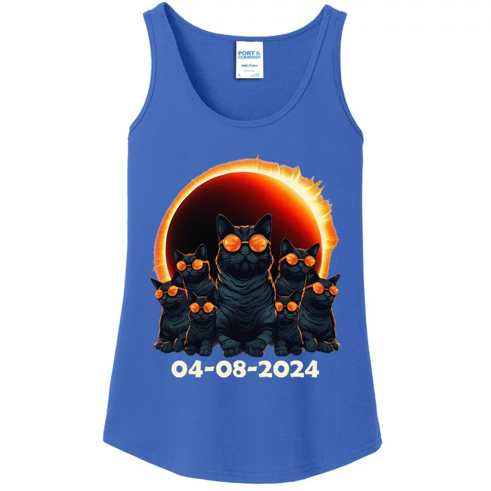 2024 Total Solar Eclipse Cat Matching Family or Friends Ladies Essential Tank