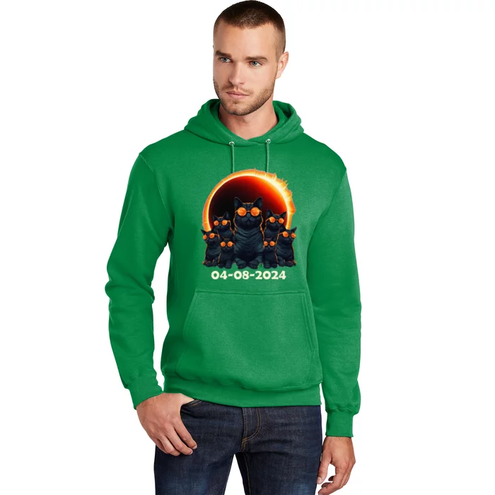 2024 Total Solar Eclipse Cat Matching Family or Friends Hoodie