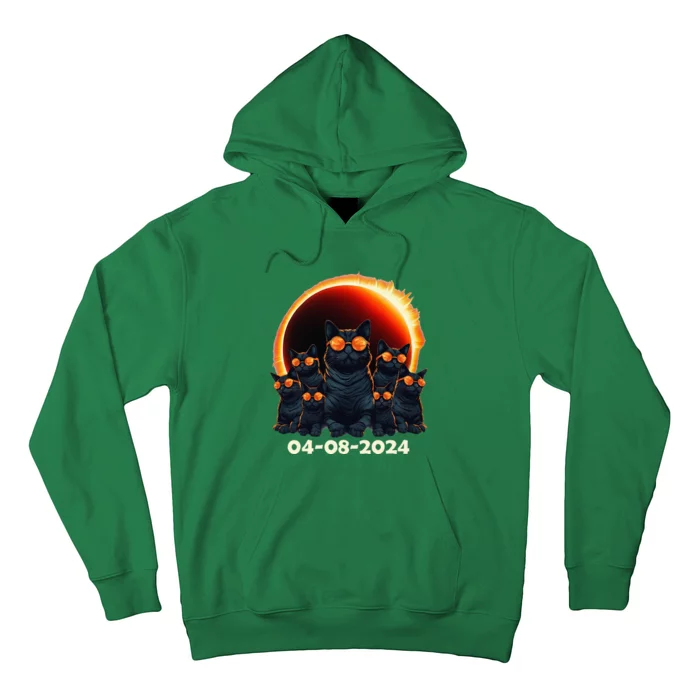 2024 Total Solar Eclipse Cat Matching Family or Friends Hoodie