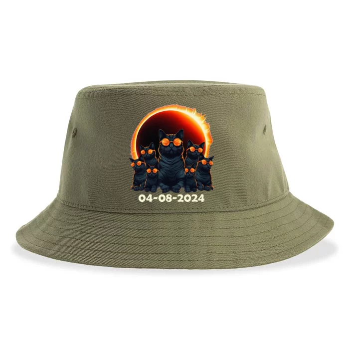 2024 Total Solar Eclipse Cat Matching Family or Friends Sustainable Bucket Hat