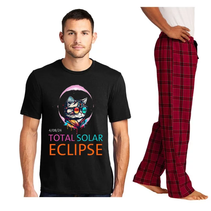 2024 Total Solar Eclipse Cat Wearing Solar Eclipse Glasses Pajama Set