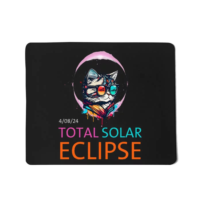 2024 Total Solar Eclipse Cat Wearing Solar Eclipse Glasses Mousepad