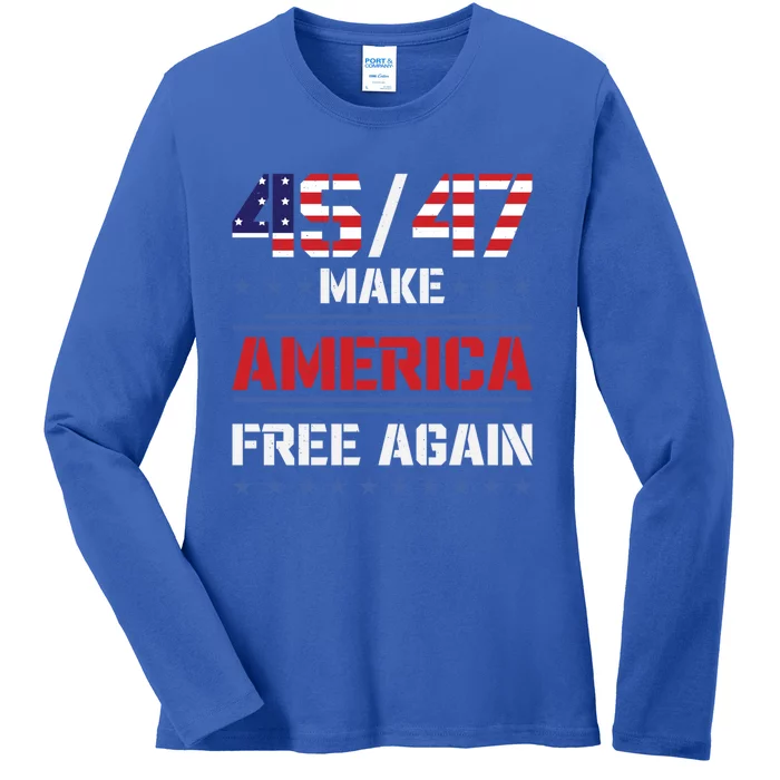 2024 Trump Save America Make America Free Again Gift Ladies Long Sleeve Shirt