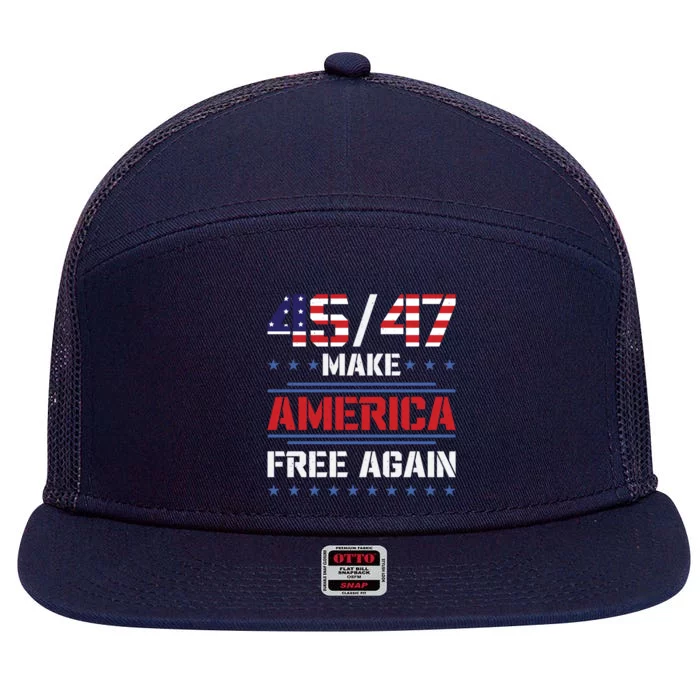 2024 Trump Save America Make America Free Again Gift 7 Panel Mesh Trucker Snapback Hat