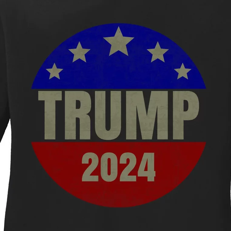 2024 Trump, Save America Again USA Flag Ladies Long Sleeve Shirt