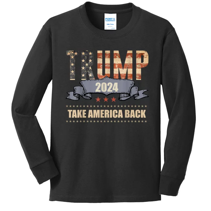 2024 Trump Take America Back Kids Long Sleeve Shirt