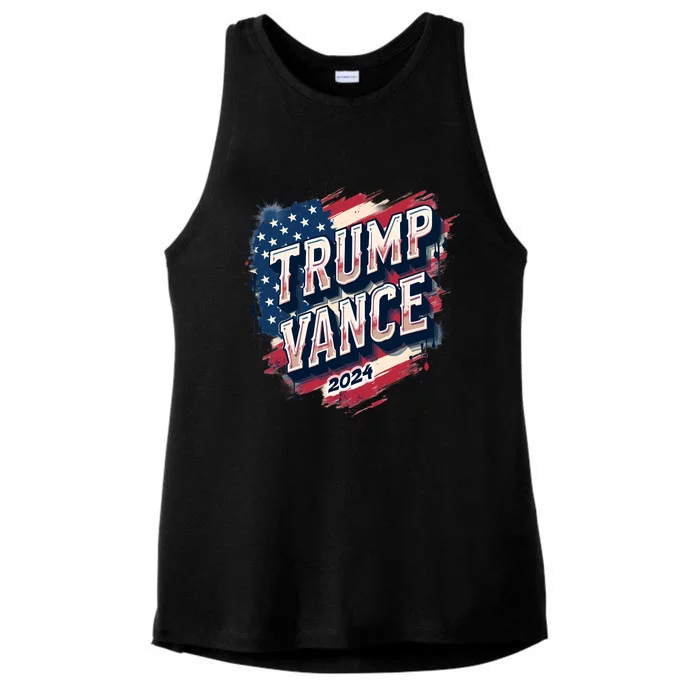 2024 Trump Vance Usa Flag Drip Ladies Tri-Blend Wicking Tank