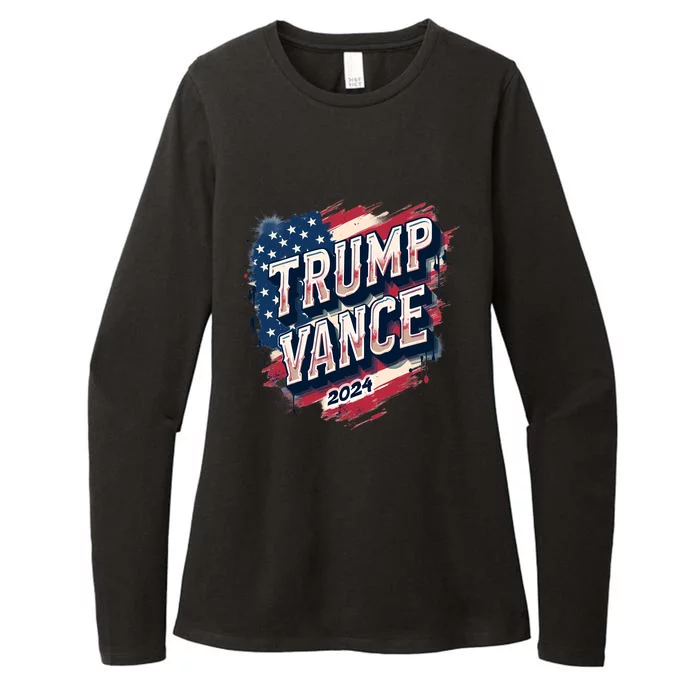 2024 Trump Vance Usa Flag Drip Womens CVC Long Sleeve Shirt