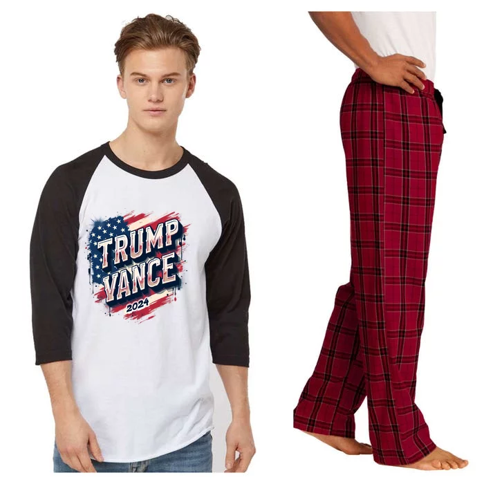 2024 Trump Vance Usa Flag Drip Raglan Sleeve Pajama Set