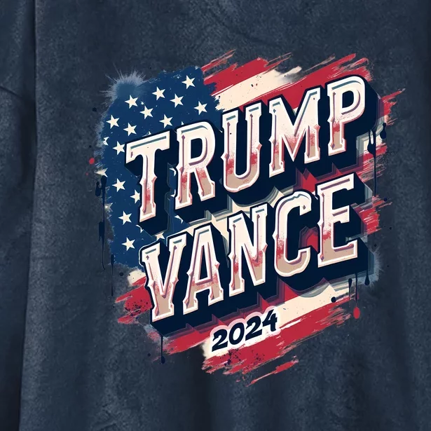 2024 Trump Vance Usa Flag Drip Hooded Wearable Blanket