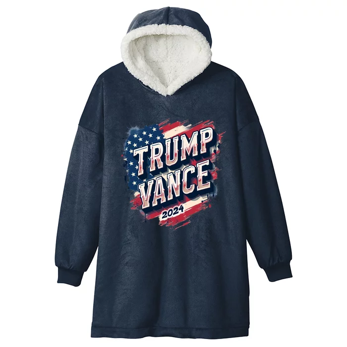 2024 Trump Vance Usa Flag Drip Hooded Wearable Blanket