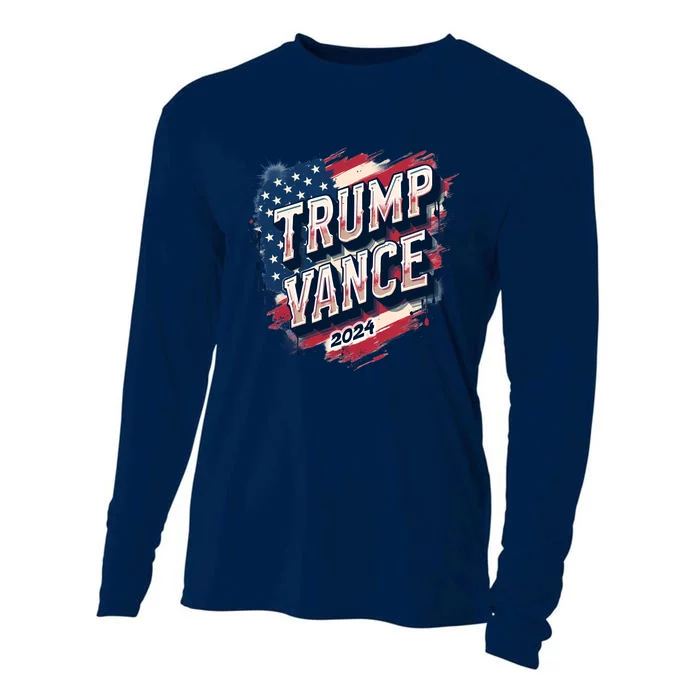 2024 Trump Vance Usa Flag Drip Cooling Performance Long Sleeve Crew