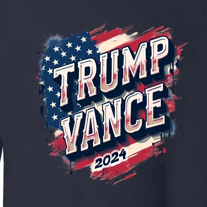 2024 Trump Vance Usa Flag Drip Toddler Sweatshirt