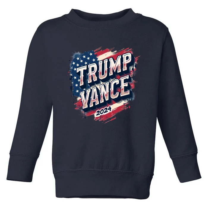 2024 Trump Vance Usa Flag Drip Toddler Sweatshirt