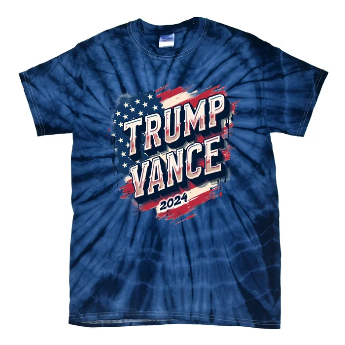 2024 Trump Vance Usa Flag Drip Tie-Dye T-Shirt