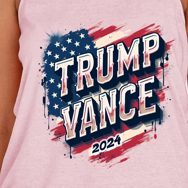 2024 Trump Vance Usa Flag Drip Women's Knotted Racerback Tank