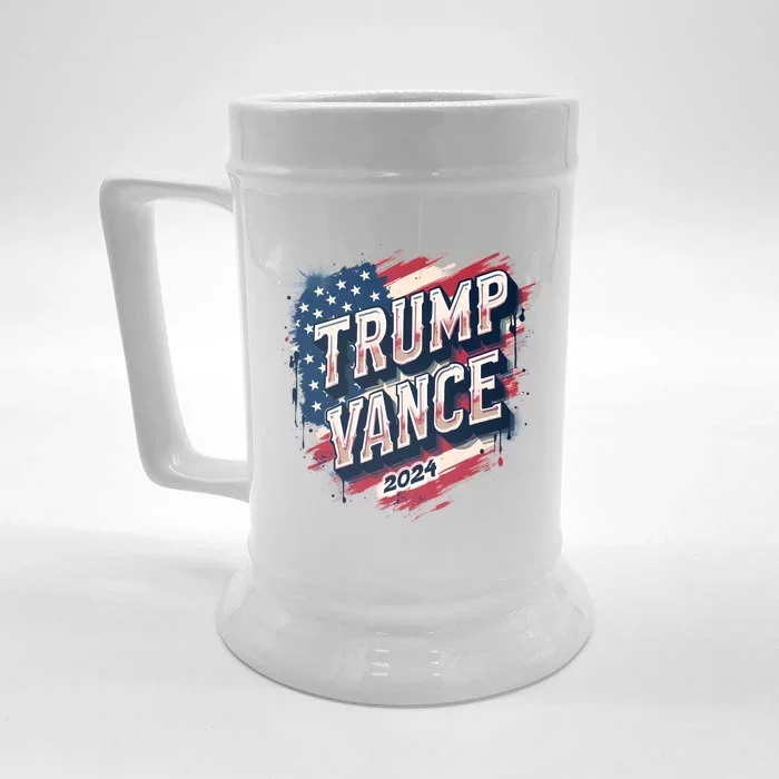 2024 Trump Vance Usa Flag Drip Front & Back Beer Stein