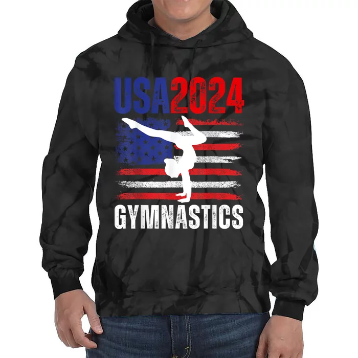 2024 Usa American Flag Gymnastics Gymnast 4th Of July Tie Dye Hoodie