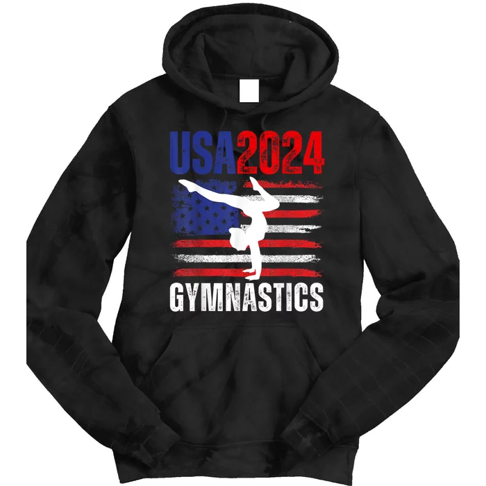 2024 Usa American Flag Gymnastics Gymnast 4th Of July Tie Dye Hoodie