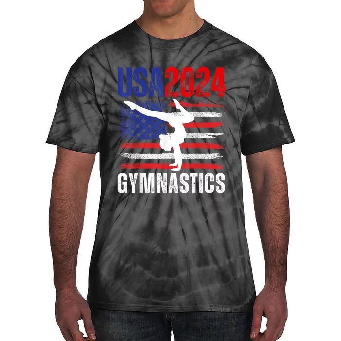 2024 Usa American Flag Gymnastics Gymnast 4th Of July Tie-Dye T-Shirt