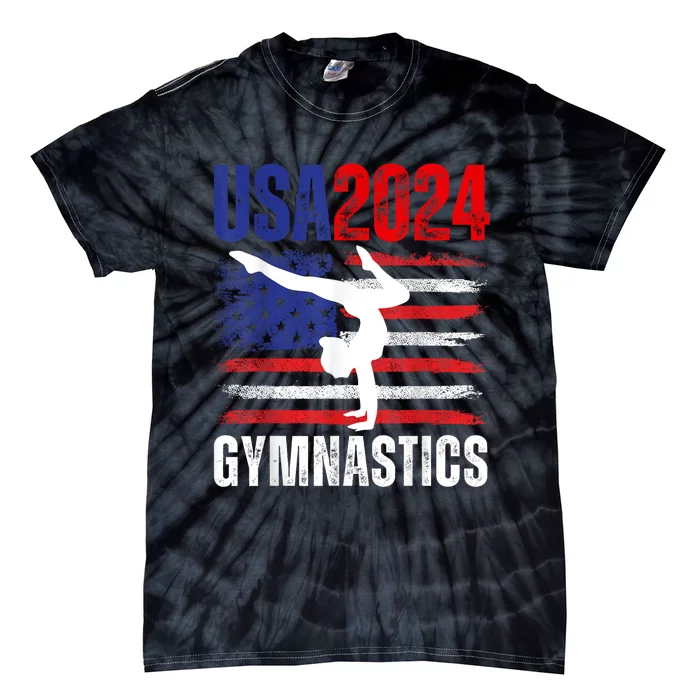 2024 Usa American Flag Gymnastics Gymnast 4th Of July Tie-Dye T-Shirt