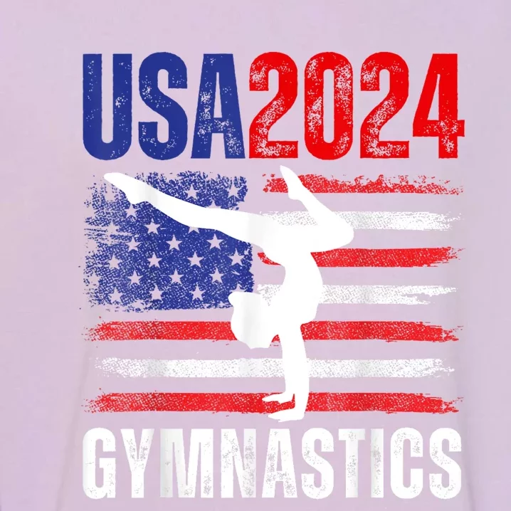 2024 Usa American Flag Gymnastics Gymnast 4th Of July Garment-Dyed Sweatshirt