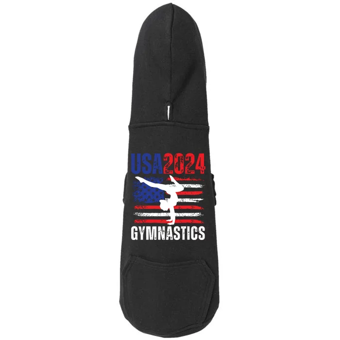 2024 Usa American Flag Gymnastics Gymnast Doggie 3-End Fleece Hoodie