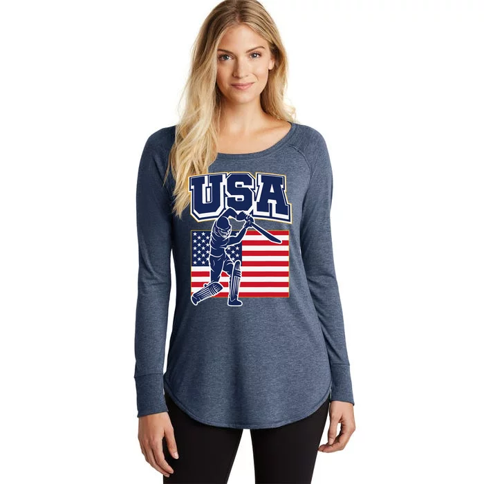 2024 Usa Cricket Jersey T20 Cricket 2024 Usa Cricket Fans Women's Perfect Tri Tunic Long Sleeve Shirt