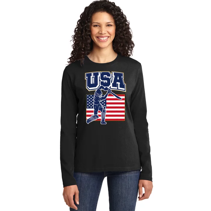 2024 Usa Cricket Jersey T20 Cricket 2024 Usa Cricket Fans Gift Ladies Long Sleeve Shirt