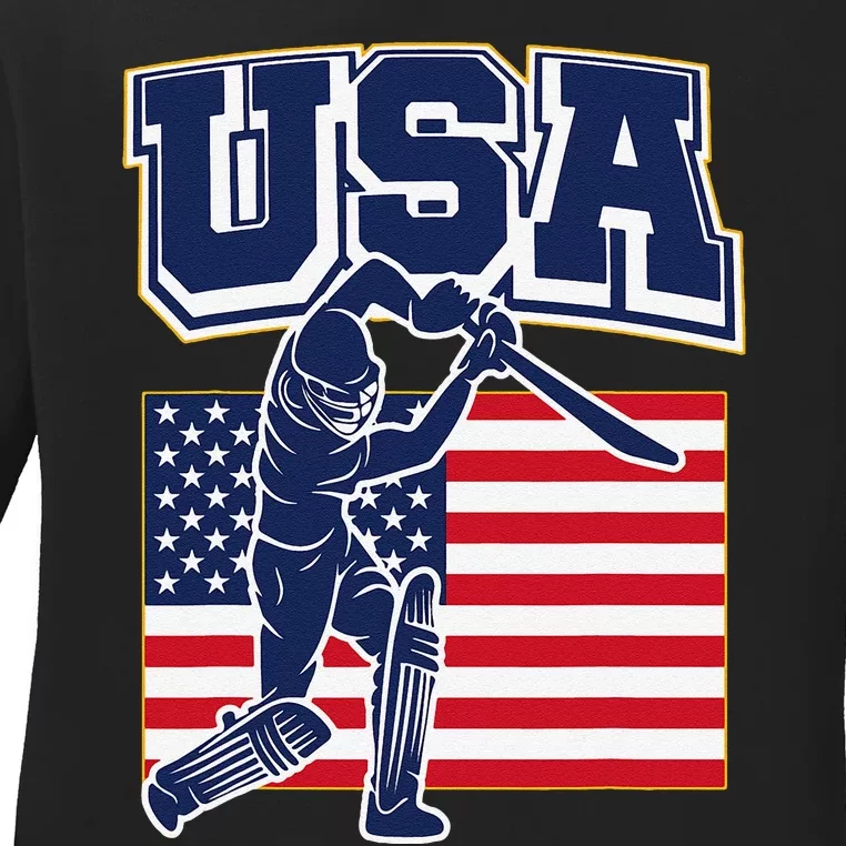 2024 Usa Cricket Jersey T20 Cricket 2024 Usa Cricket Fans Gift Ladies Long Sleeve Shirt