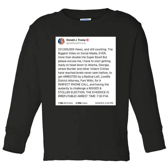 231000000 Views And Still Counting Donald Trump Toddler Long Sleeve Shirt