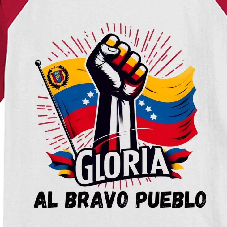 2024 Venezuela Gloria Al Bravo Venezuelan People Flannel Free Venezuela National Kids Colorblock Raglan Jersey