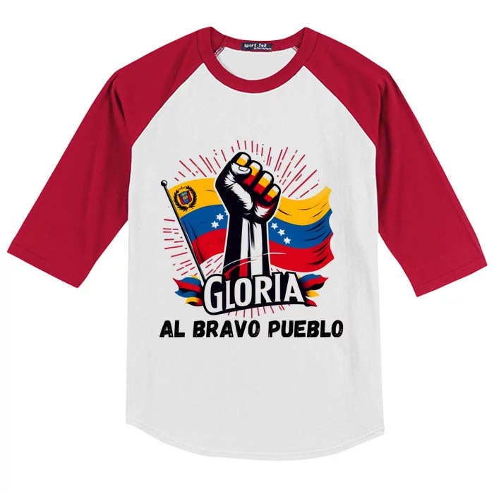 2024 Venezuela Gloria Al Bravo Venezuelan People Flannel Free Venezuela National Kids Colorblock Raglan Jersey